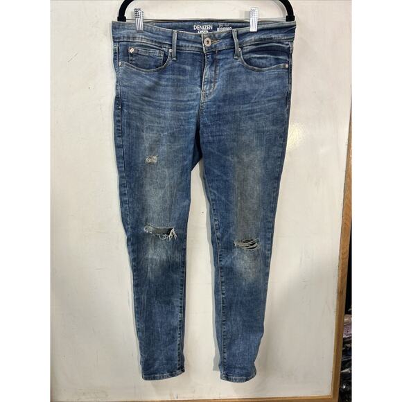 Levis Women's 13 Blue Denizen Ankle Skinny Stretch Low Rise Med Wash Grunge‎ - Picture 1 of 13